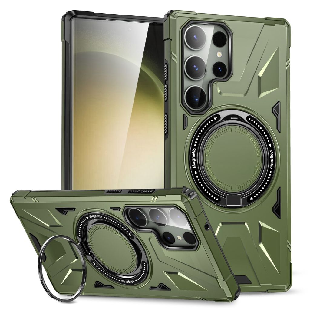 Samsung Galaxy S24 Ultra smartphone case with a stand - Dark green