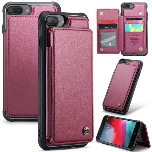 CASEME iPhone 6 Plus/6s Plus/7 Plus/8 Plus Case with 5 Card slots - Red