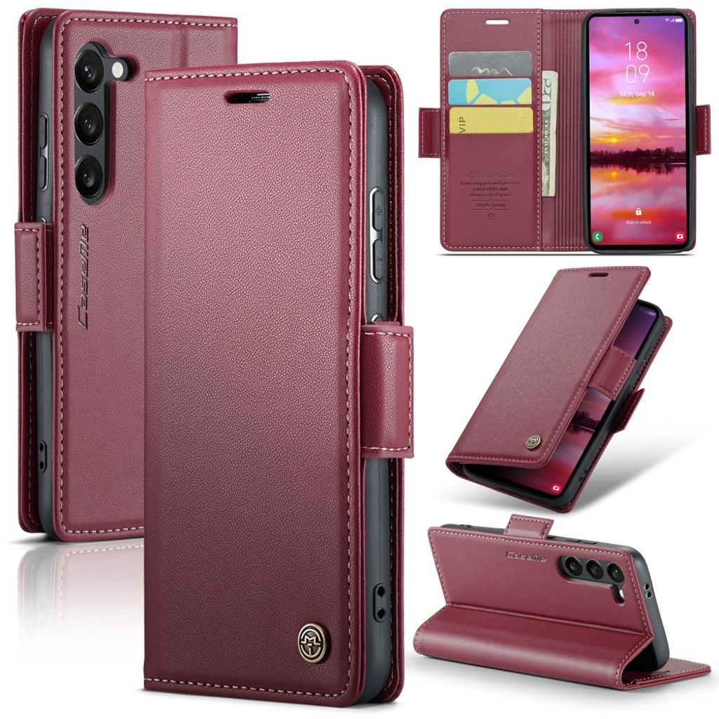 CASEME Samsung Galaxy S25 plånboksfodral – röd