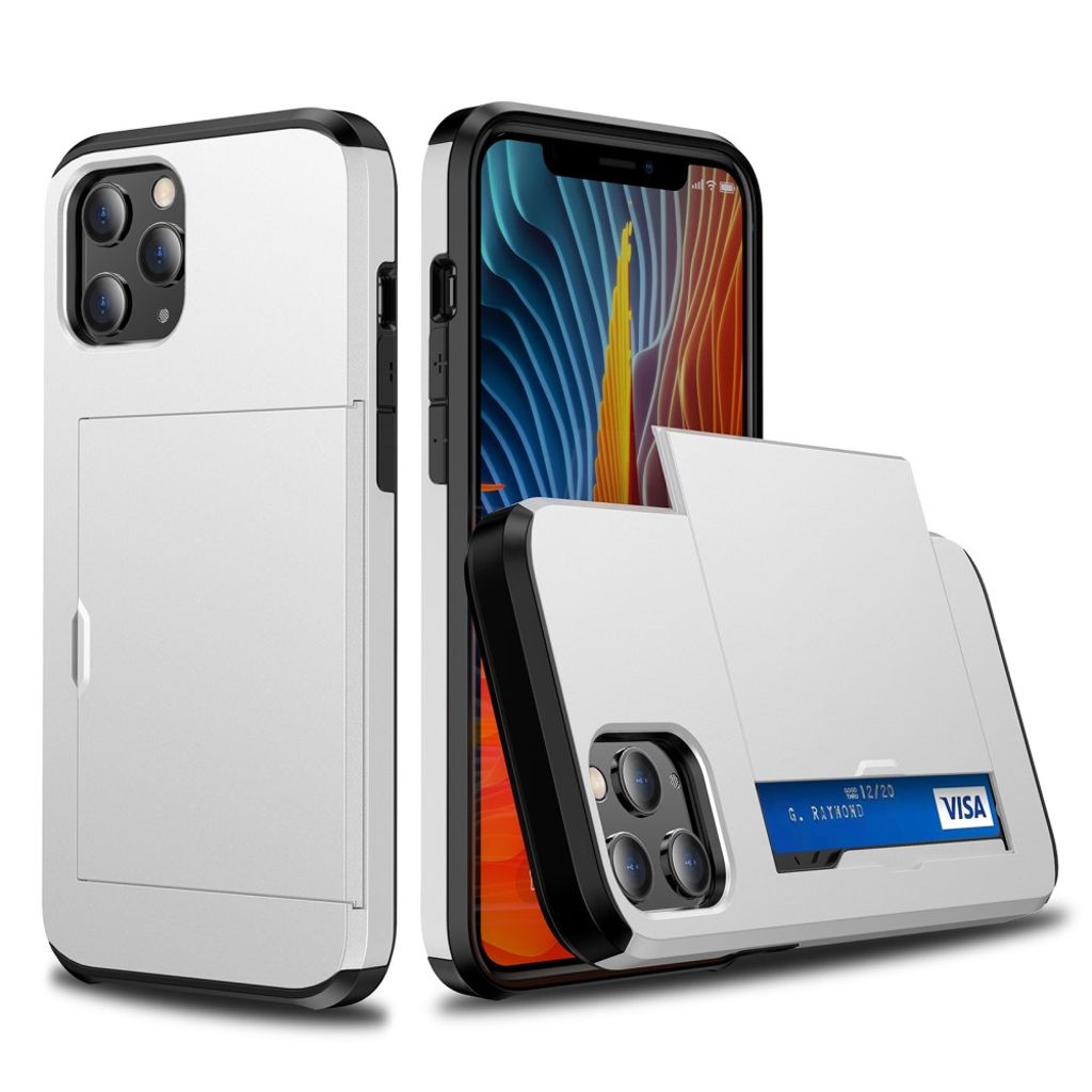 IPhone 12 Pro skal with slide card holder – vit