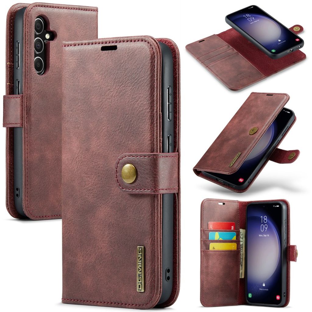DG.MING Samsung Galaxy S24 FE Detachable plånboksfodral – röd