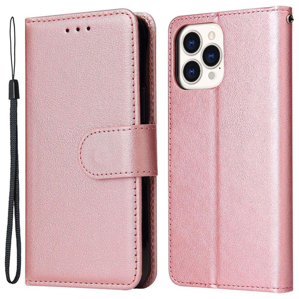 IPhone 11 Pro Max PU Leather plånboksfodral stativ - Rose guld