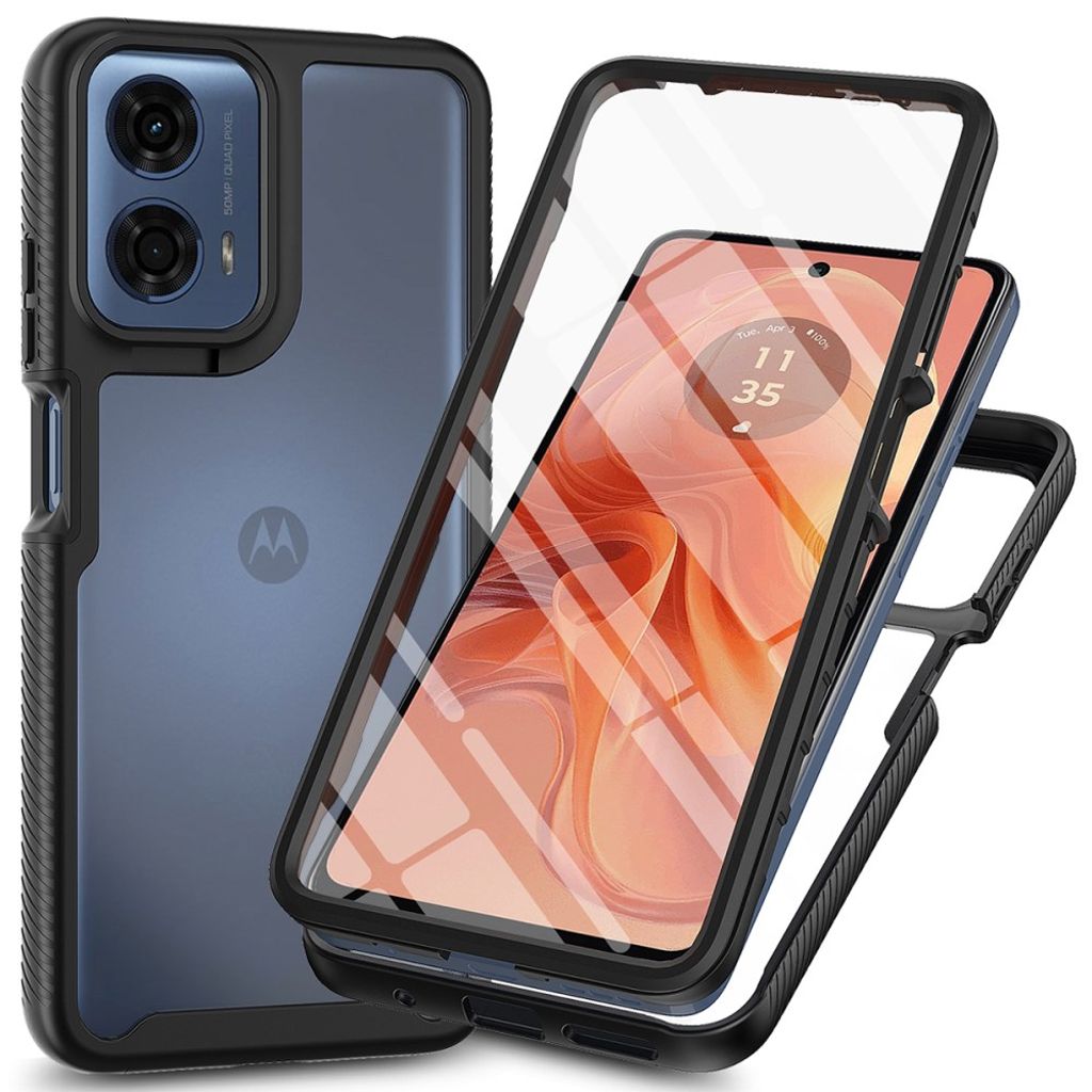 Motorola Moto E14 / G04 / G04s / G24 4G skal with skärmskydd – svart