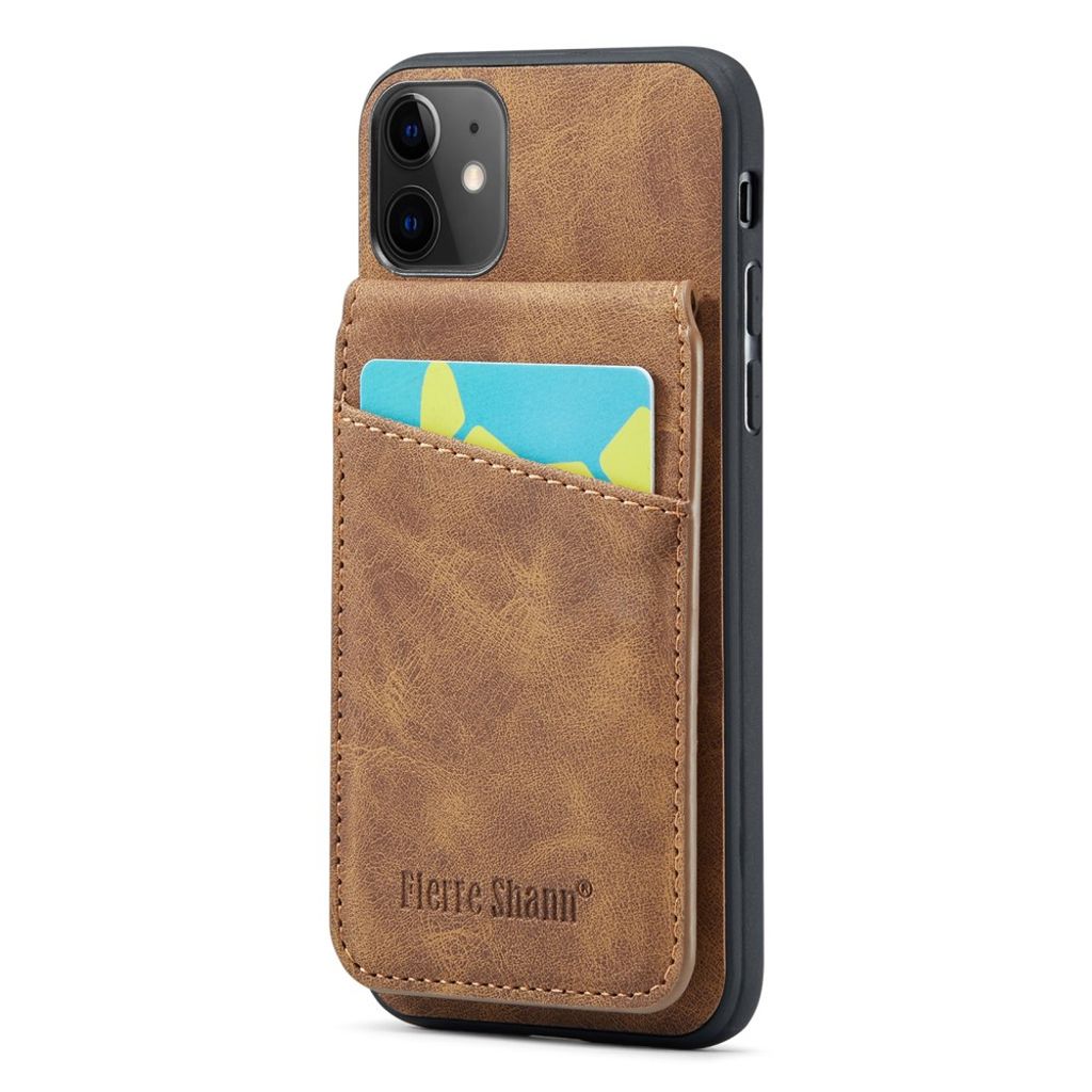FIERRE SHANN iPhone 11 skal with kortfack – brun