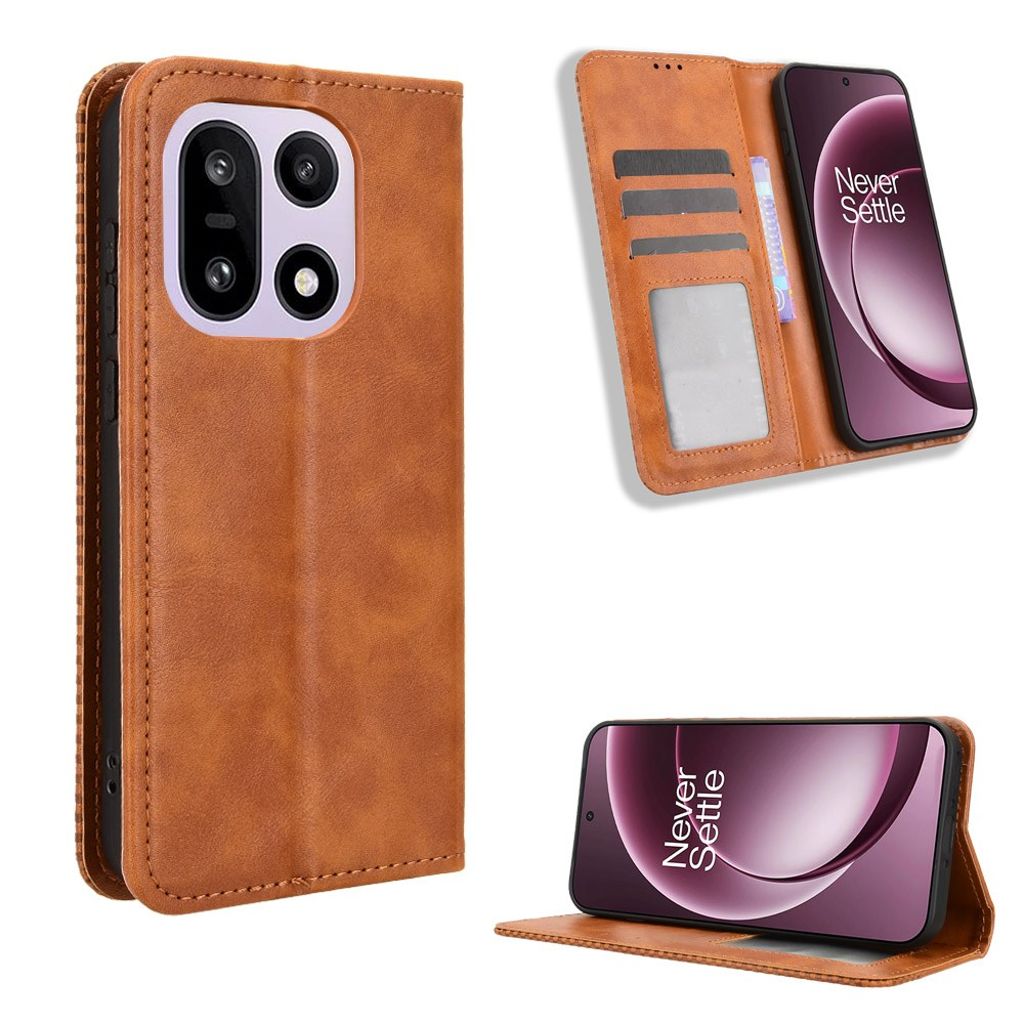 OnePlus 15 5G plånboksfodral – brun