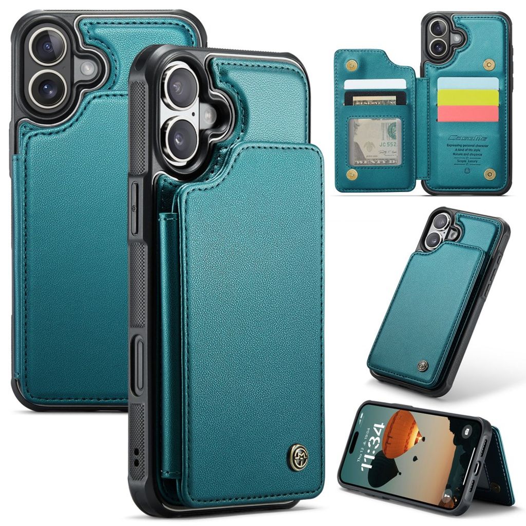 CASEME iPhone 16 plånboksfodral RFID Blocking kortfack – grön