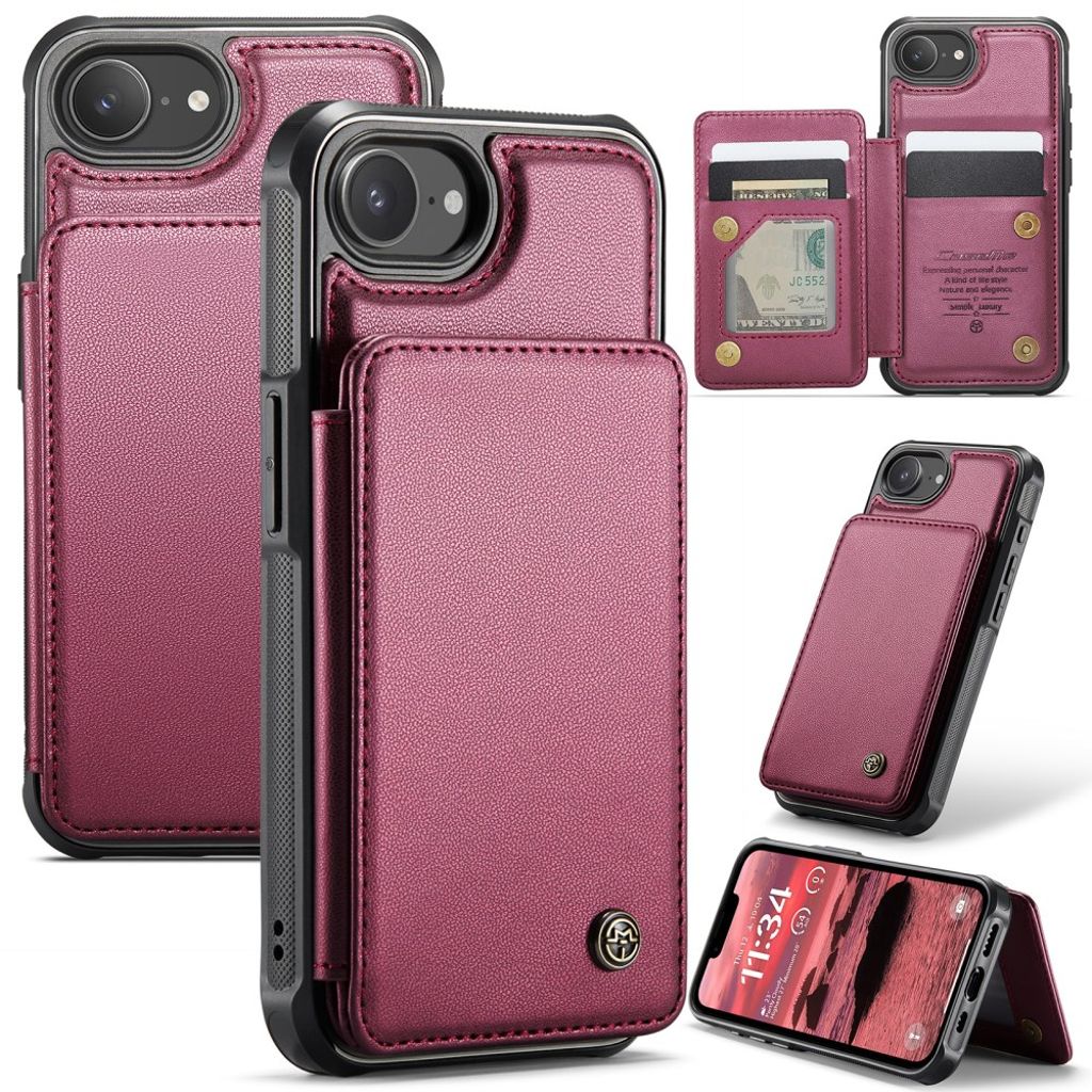 CASEME iPhone 17e/16e plånboksfodral RFID Blocking – röd
