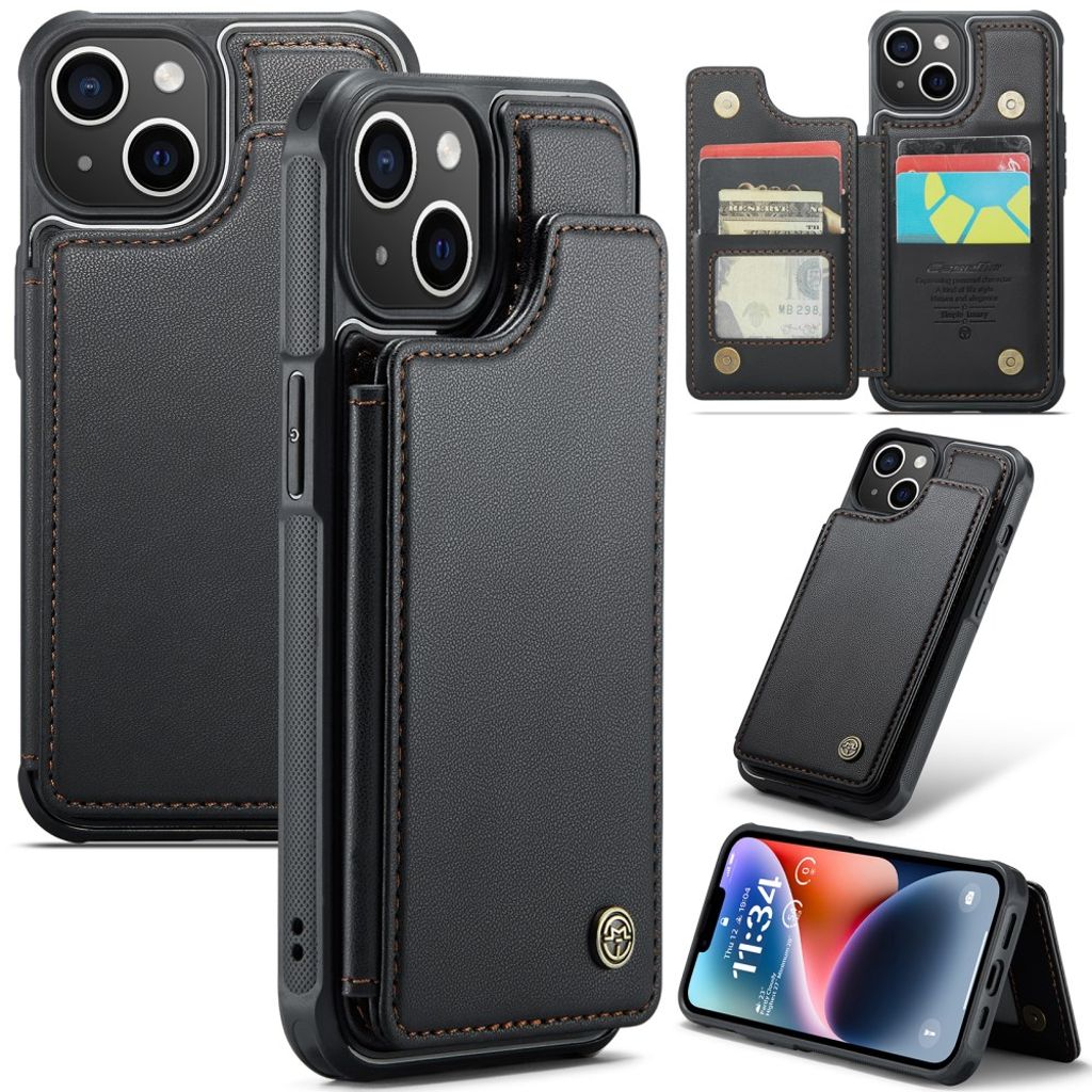 CASEME iPhone 14 Plus C22 Wallet Case RFID Blocking Card Holder - Black