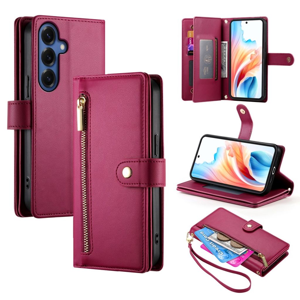 Samsung Galaxy S26 plånboksfodral with Strap – röd