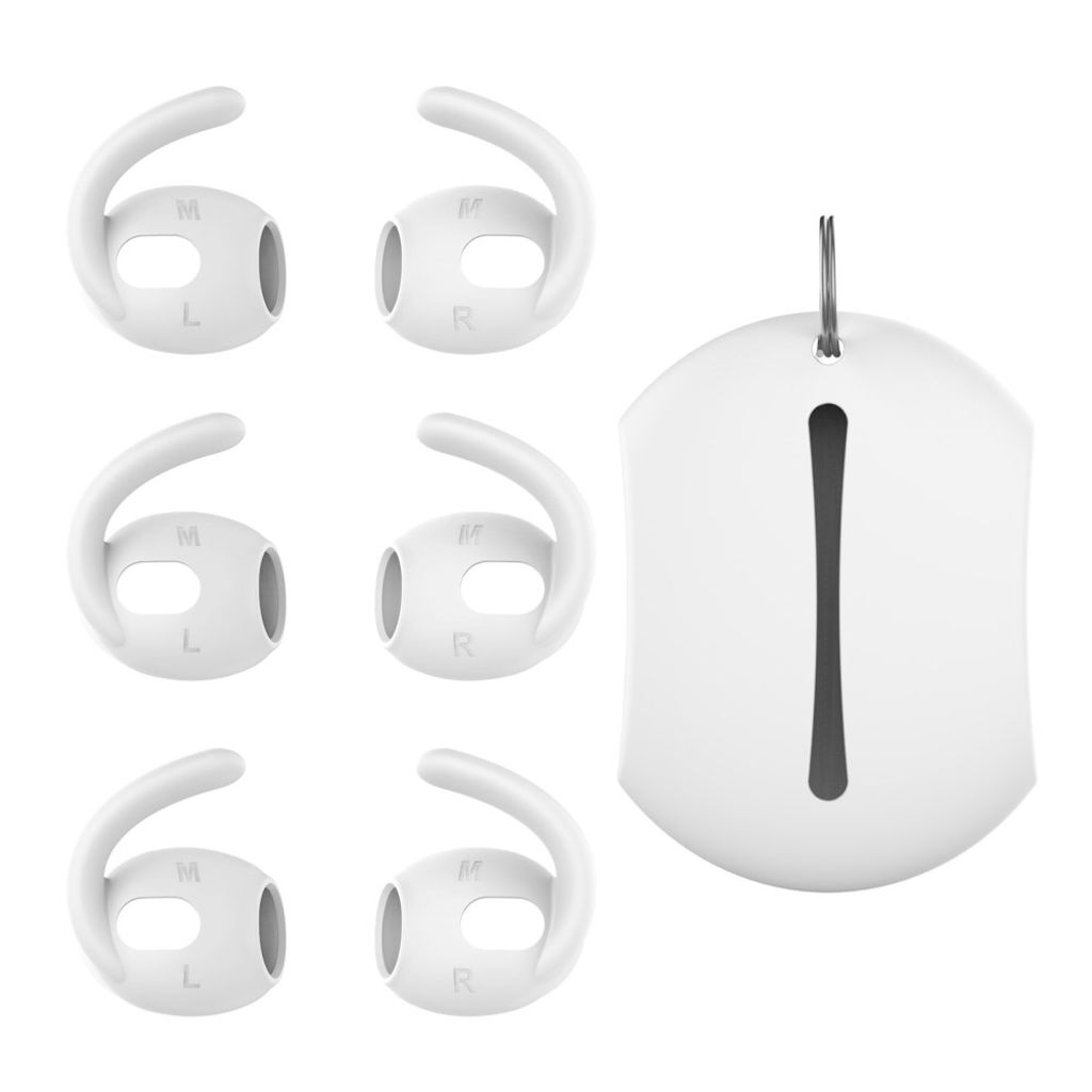 AHASTYLE Apple AirPods Pro 3 Ear Hooks 3 Pairs, Size M, and Case  - White