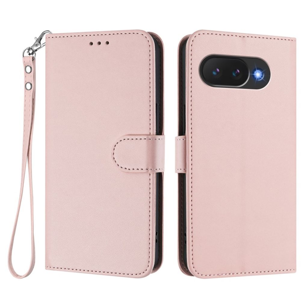 Google Pixel 10a plånboksfodral stativ Wrist Strap – rosa