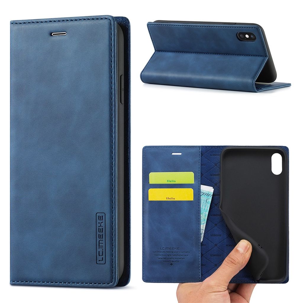 LC.IMEEKE iPhone X/XS Wallet Fodral Stand - Blue