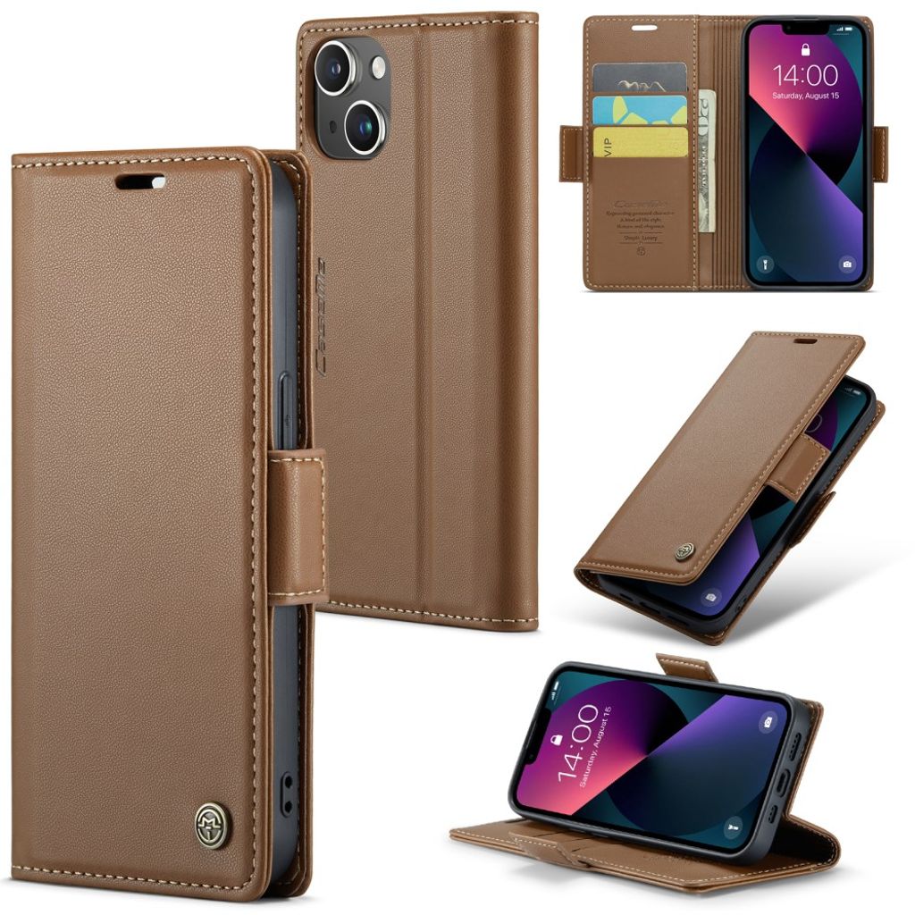 CASEME iPhone 15 Plus fodral med kortfack - brun