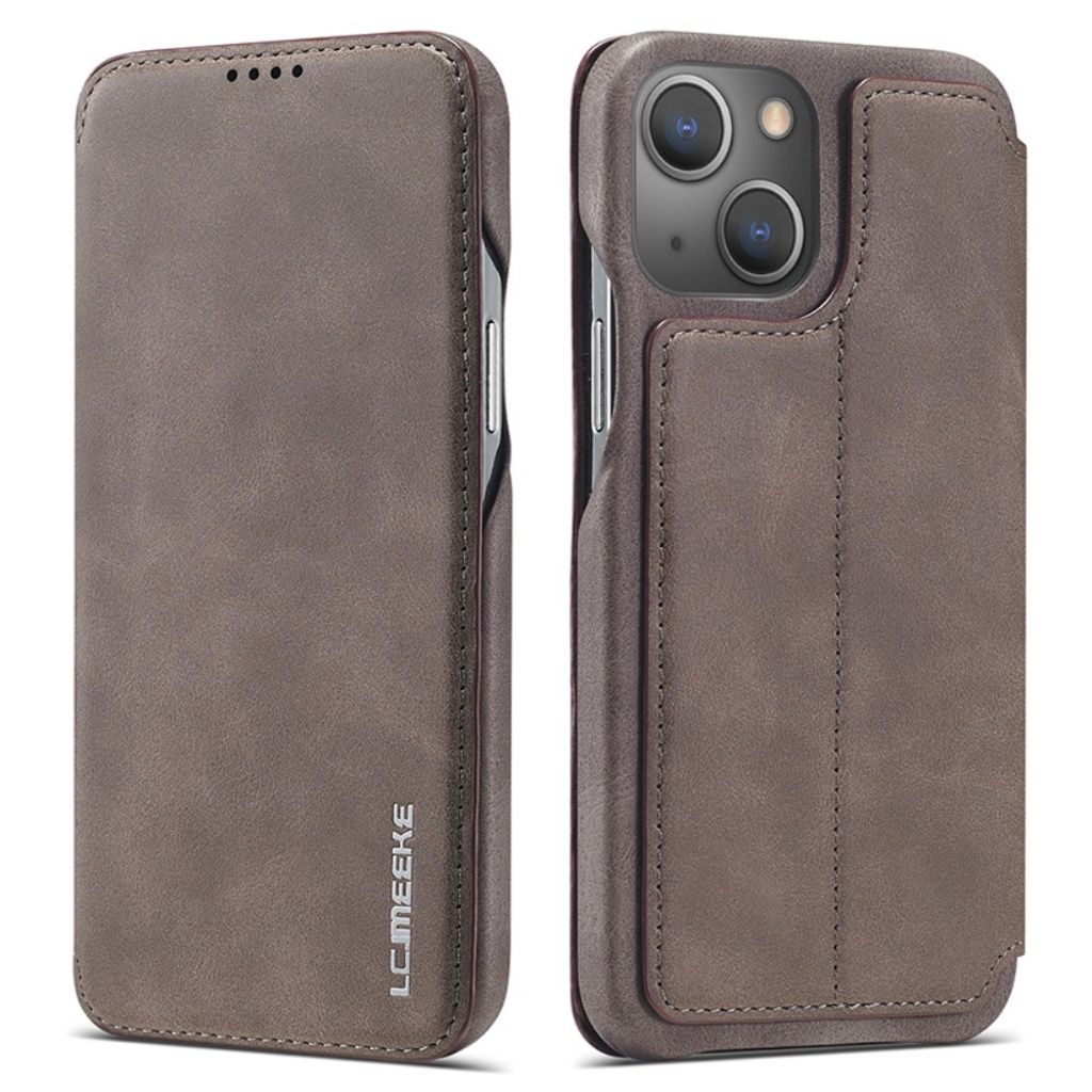 LC.IMEEKE iPhone 15 Wallet Fodral Stand/Card Holder/Drop-Proof - Dark Brown