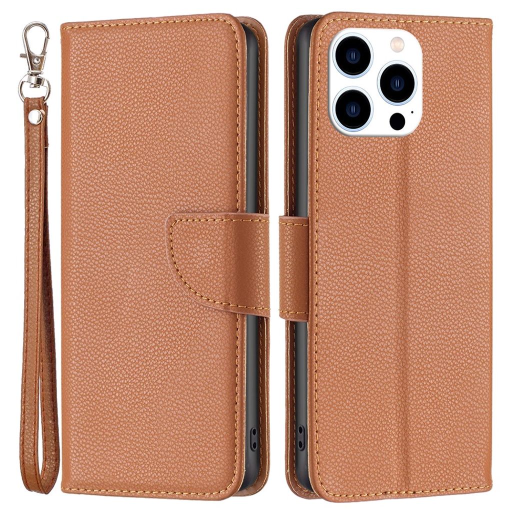 iPhone 16 Pro wallet cover with a stand - Brown