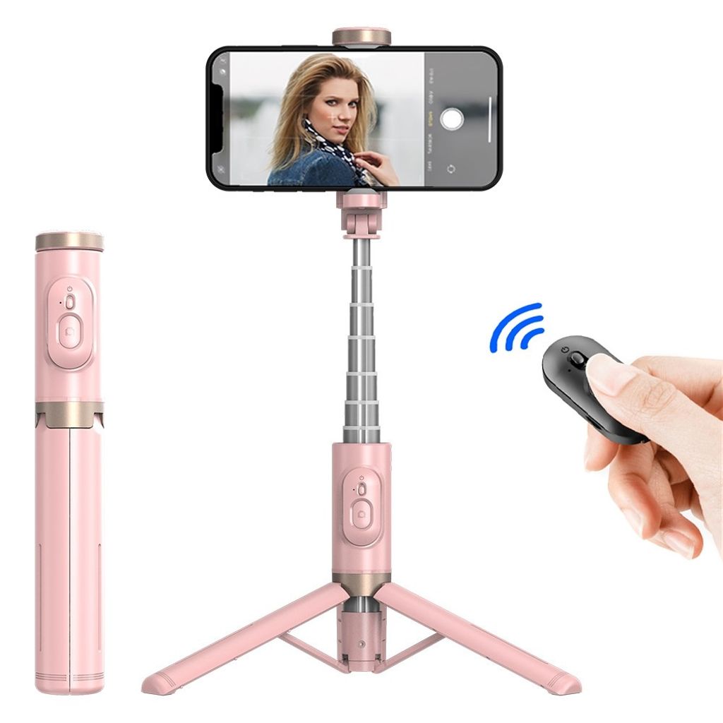 Tripod with Bluetooth remote control, 72cm - Pink