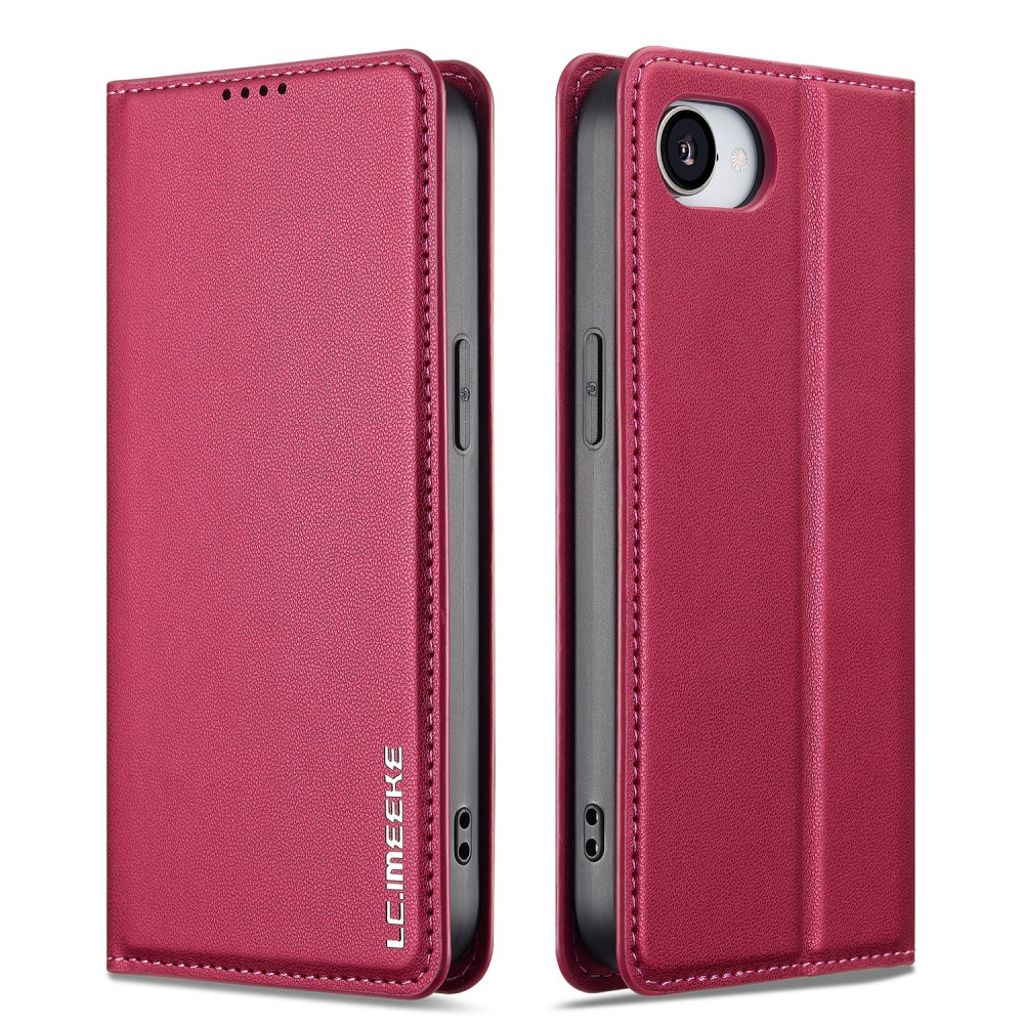 LC.IMEEKE iPhone 17e/16e Wallet Fodral Stand PU Leather - Red