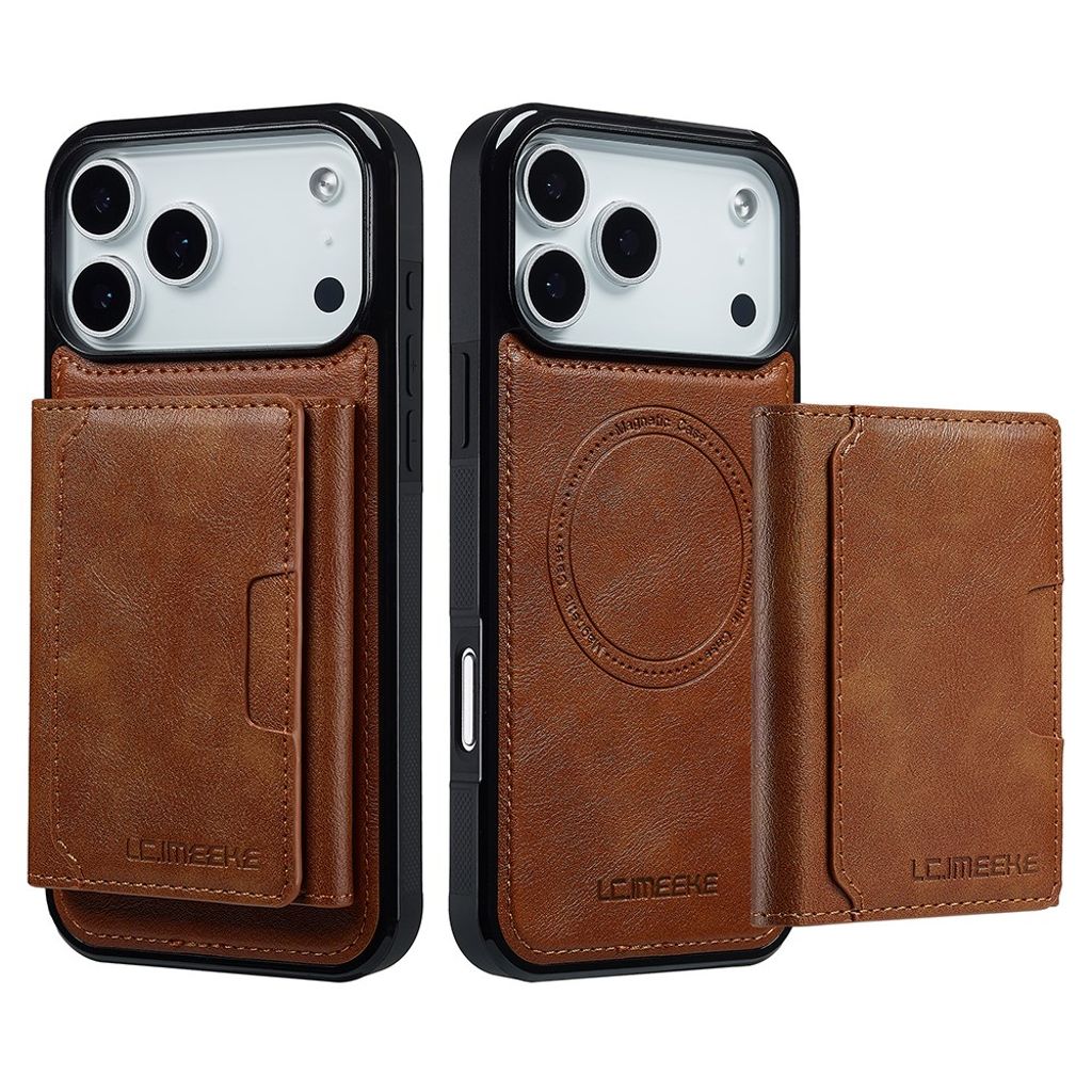 LC.IMEEKE iPhone 17 Pro MagSafe skal with wallet – brun
