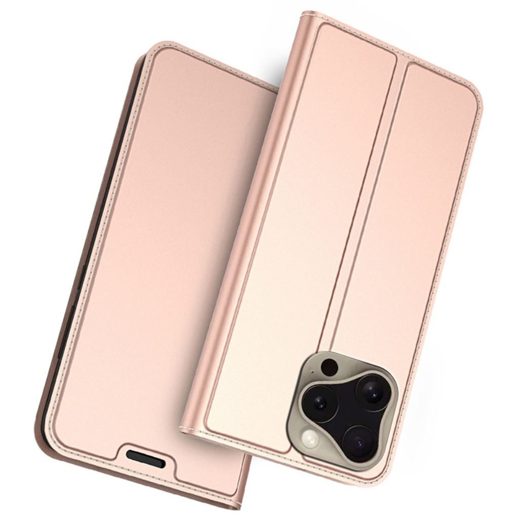 iPhone 16 Pro Max Cover with card slot and a stand - Rose Gold