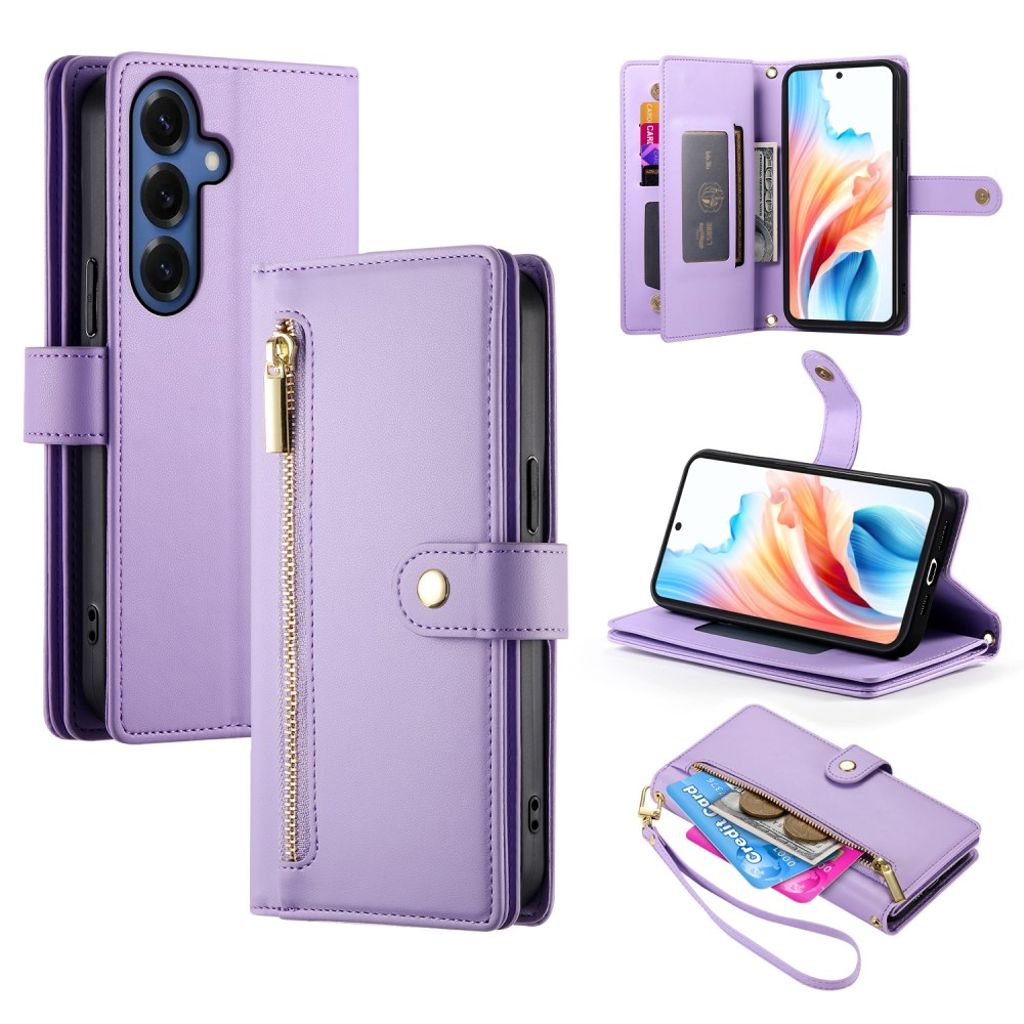 Samsung Galaxy S26 Plus plånboksfodral Card Holder stativ PU Leather – lila