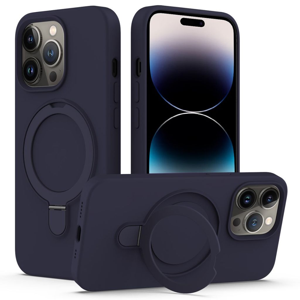 IPhone 14 Pro MagSafe skal with Ring stativ – Midnight blå