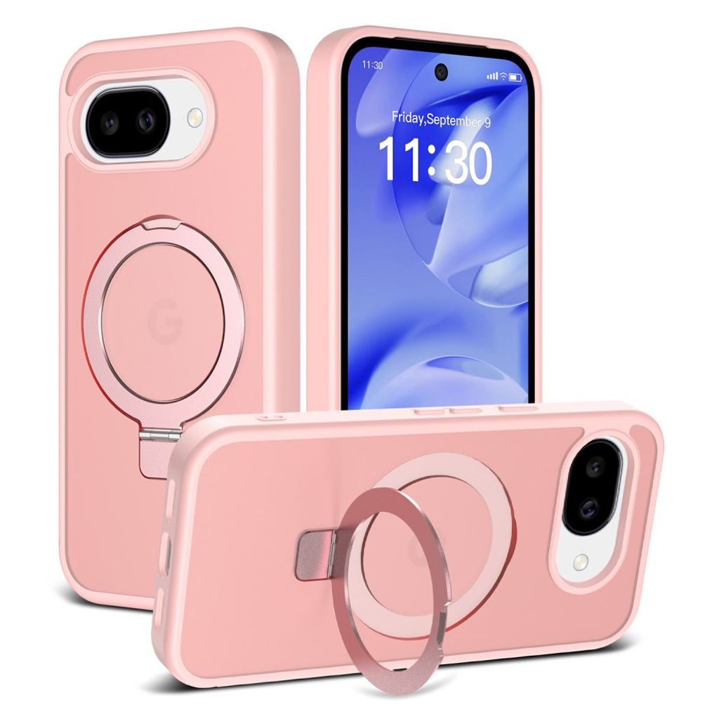 Google Pixel 10a Silicone MagSafe skal with Ring Holder – Light rosa