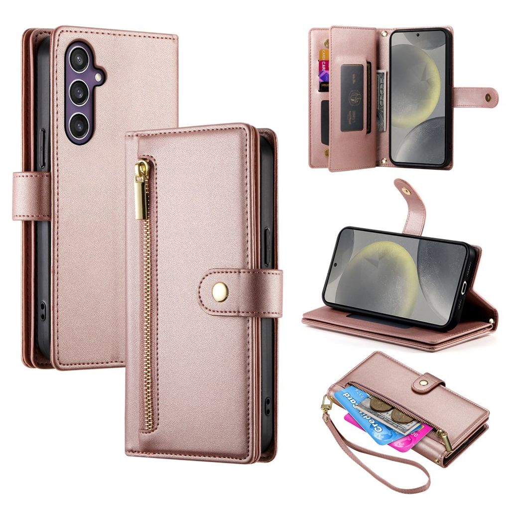 Samsung Galaxy S25 Plus Wallet Cover with Strap - Pink