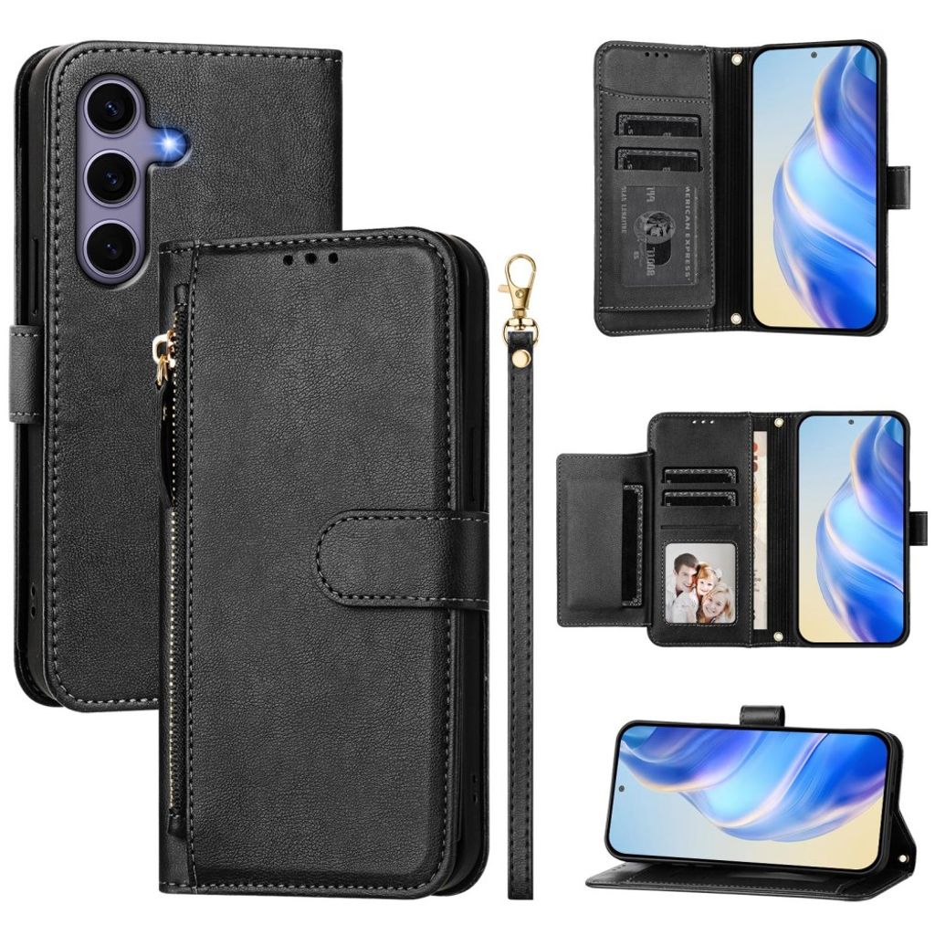Samsung Galaxy S25 plånboksfodral with Hand grip – svart