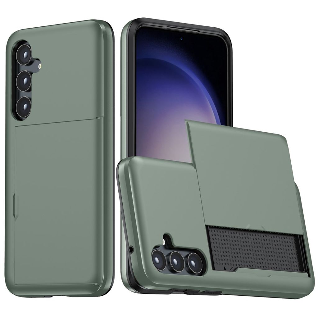 Samsung Galaxy S24 case with slide card holder - Army Green
