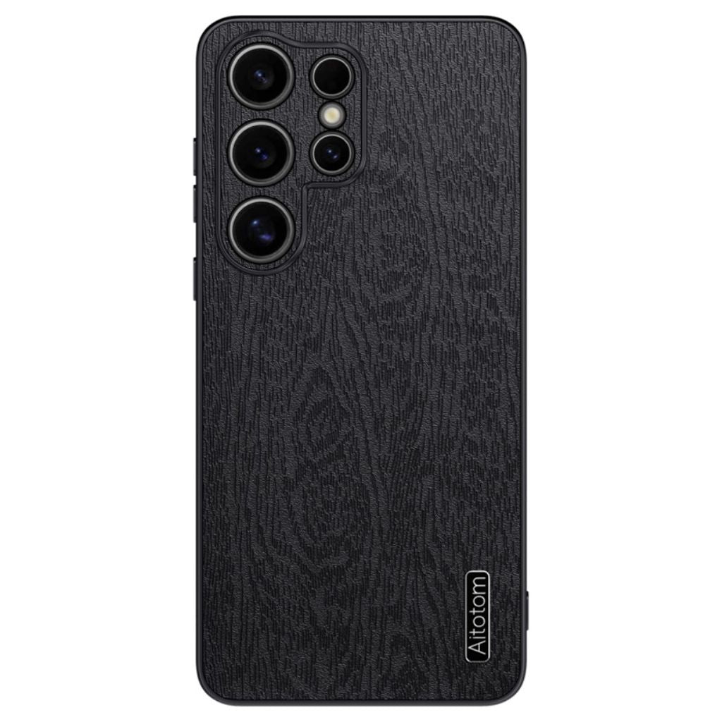 Samsung Galaxy S25 Ultra Casewith Wood Texture – svart