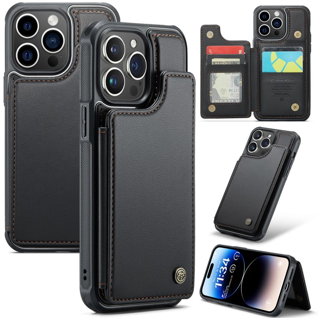 CASEME C22 iPhone 14 Pro plånboksfodral RFID Blocking – svart