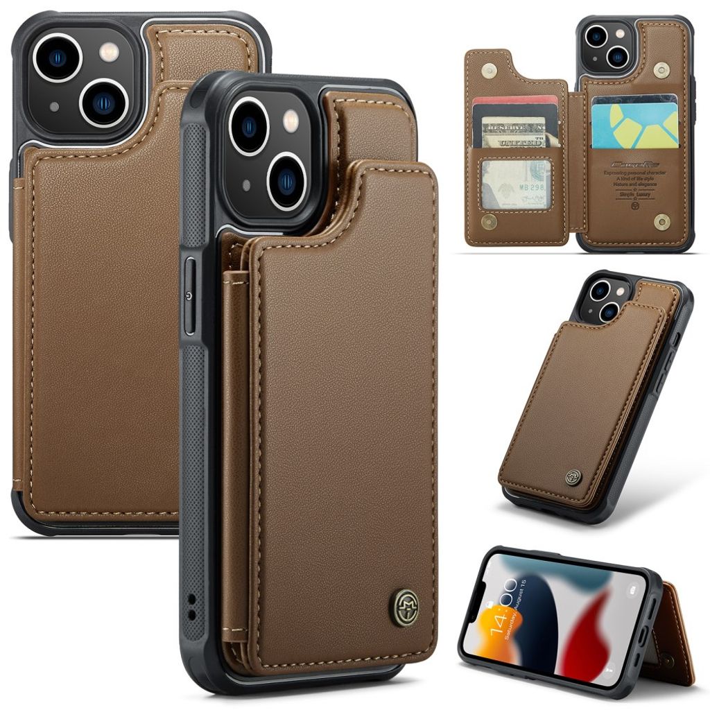 CASEME C22 iPhone 13 plånboksfodral RFID Blocking – brun