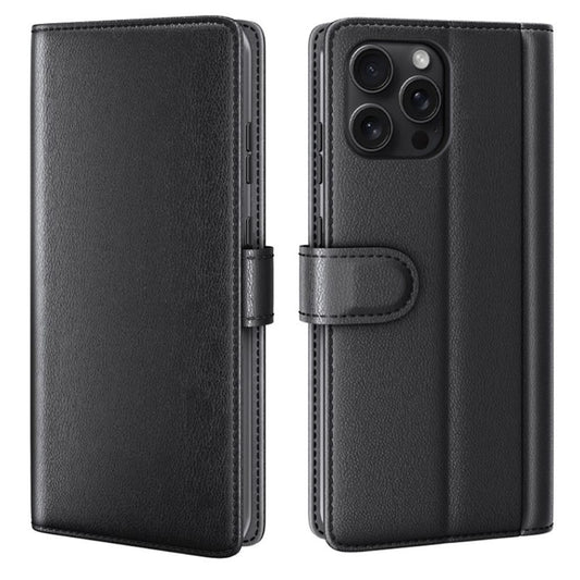 iPhone 16 Pro Max Cover in real leather - Black