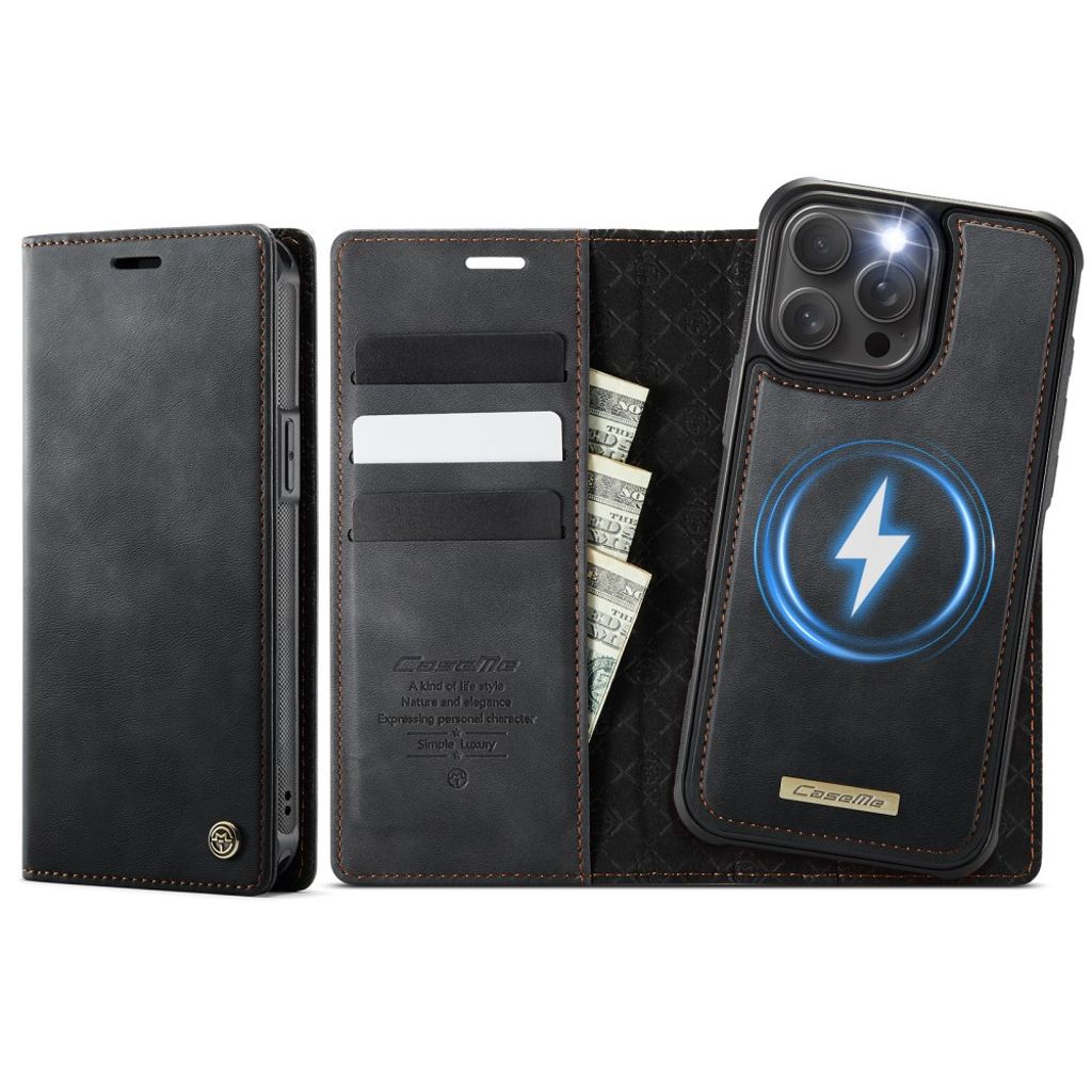 CASEME C49 iPhone 14 Pro Wallet Cover MagSafe RFID Blocking - Black