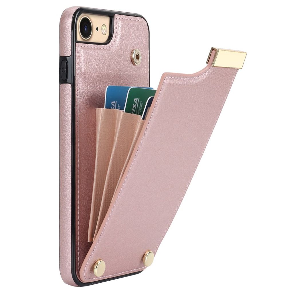 iPhone SE (2022) etc. Skal with card holder - Rose Gold