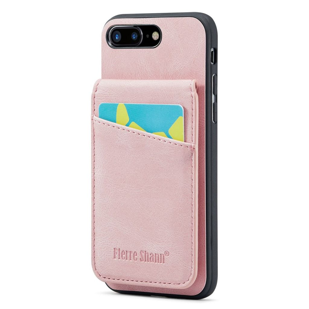 FIERRE SHANN iPhone 7 Plus / 8 Plus skal with kortfack – rosa