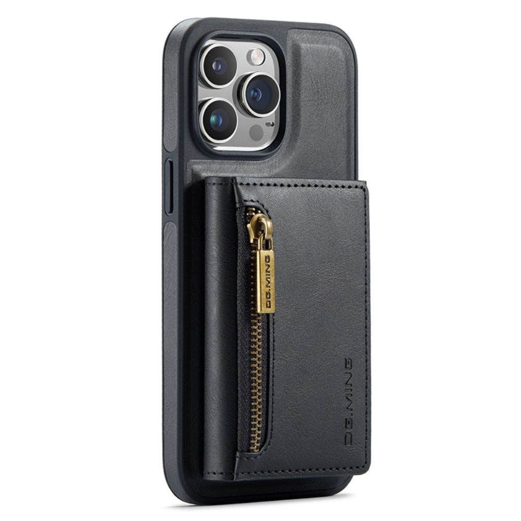 DG.MING iPhone 13 Pro Max plånboksfodral RFID Blocking stativ – svart
