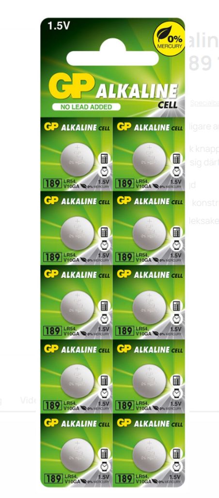GP Alkaline button cell LR54/189 10-pack