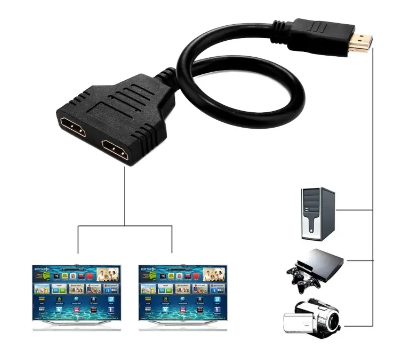 1080P HDMI Port Male to 2 Female out Adapter - Black